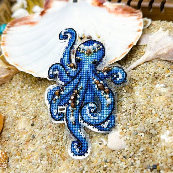 Octopus Cross Stitch Ornament Kit.