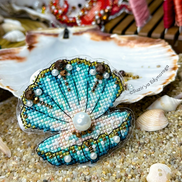 Shell with a pearl. Cross Stitch Ornament Kit.