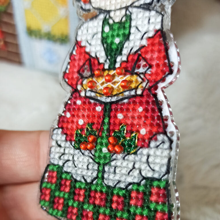 Mrs Santa. Cross Stitch Ornament Kit.