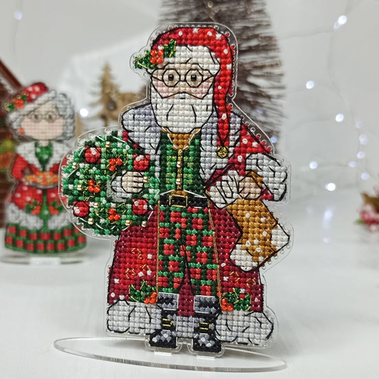 Mr Santa. Cross Stitch Ornament Kit.