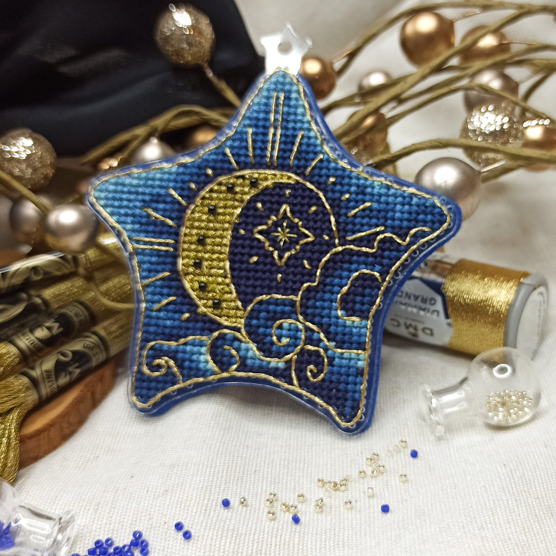 Radiance in the clouds Cross Stitch Ornament Kit.