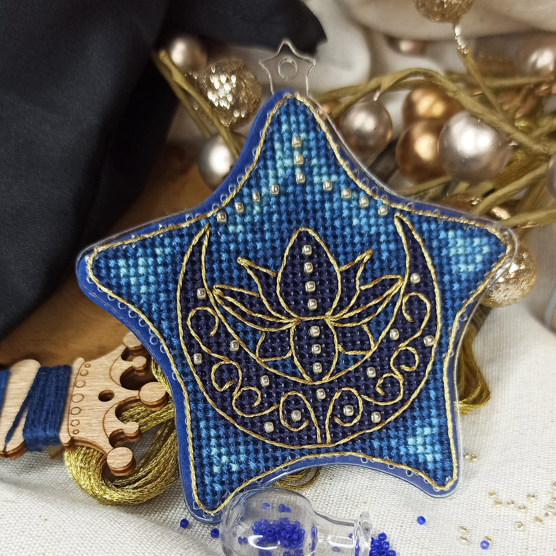 Star of life Cross Stitch Ornament Kit.