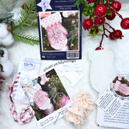 Pink Glove Cross Stitch Ornament Kit.