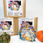 Kitty azhurka on halloween Cross Stitch Ornament Kit.