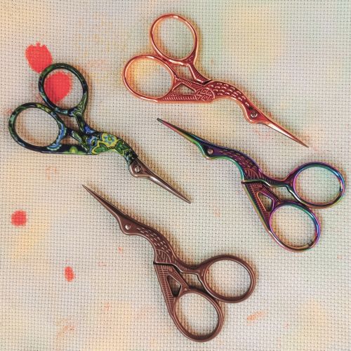 Stork Embroidery Scissors with Cover