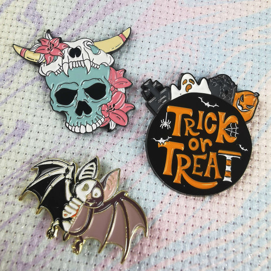 Needle Minder - Spooky Bat, Floral Skull, Trick & Treat