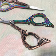 Rainbow Copper Dual Tone Peacock Embroidery Scissors with Cover