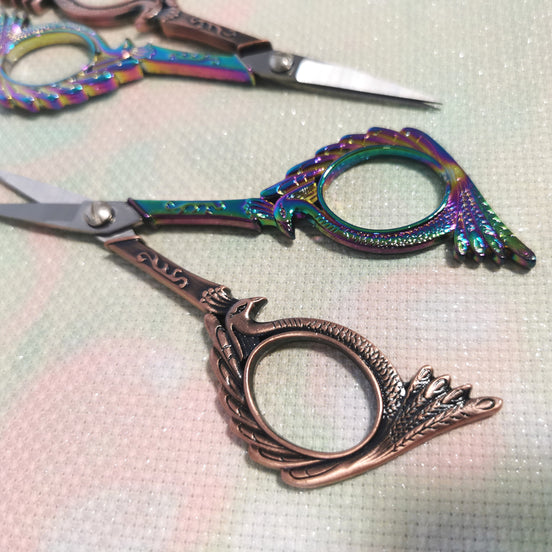 Rainbow Copper Dual Tone Peacock Embroidery Scissors with Cover