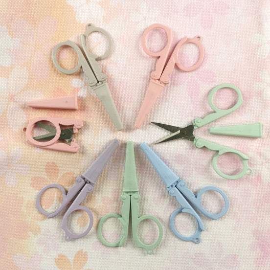 Pastel Folding Embroidery Scissors with Silicone Matching Cover