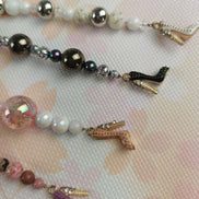 Beaded Scissor Keep. Heart Clasp High Heel