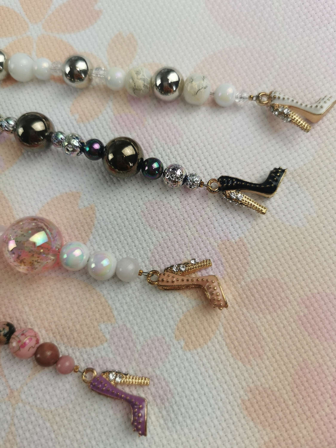 Beaded Scissor Keep. Heart Clasp High Heel