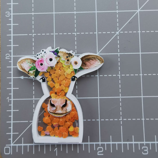 Needle Minder - Pretty Cow. Sequin Heart Sparkles.