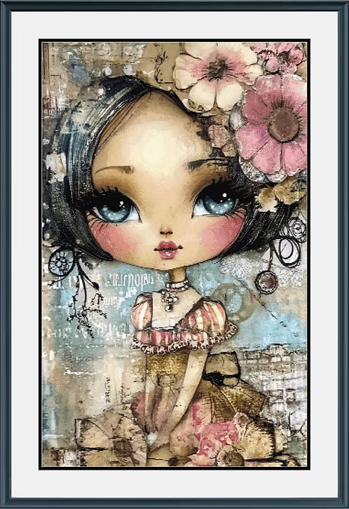Ephemera Girl (II) PDF Cross Stitch Pattern Chart