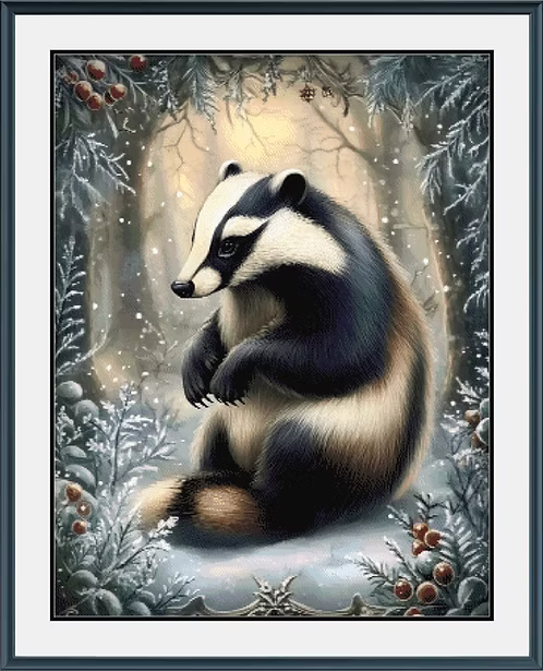 Winter Badger PDF Cross Stitch Pattern Chart