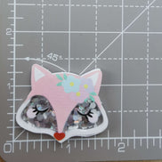 Needle Minder -Pink Floral Fox. Sequin Sparkles.