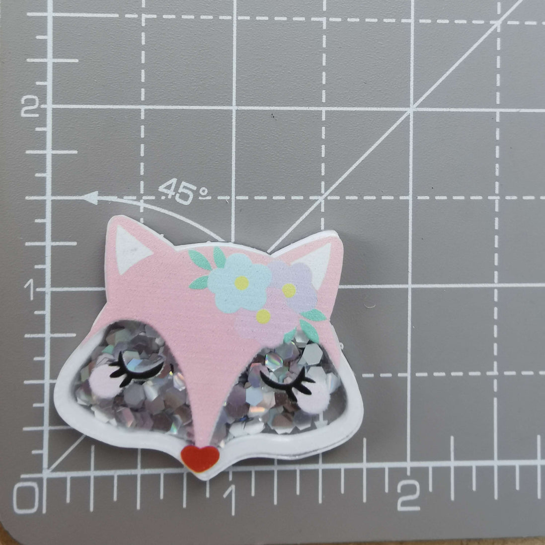 Needle Minder -Pink Floral Fox. Sequin Sparkles.
