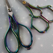 Rainbow Oval / Squared Embroidery Scissors with Cover