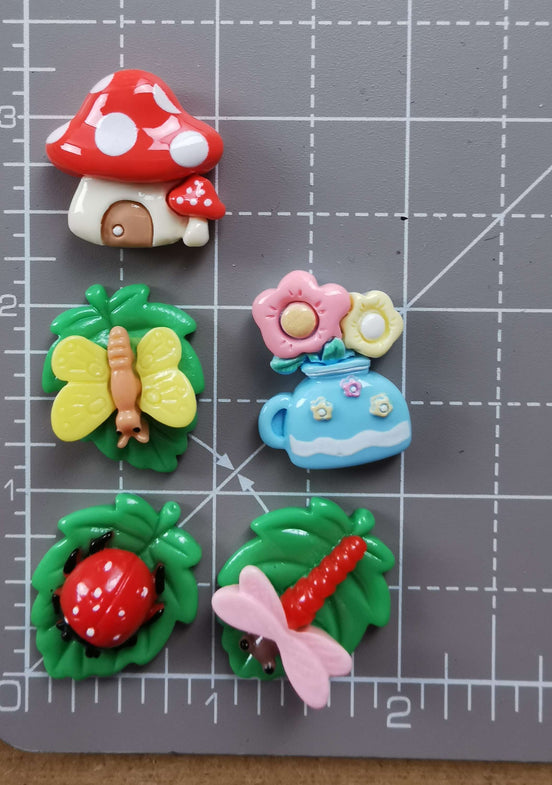 Needle Minder - Spring Delights. Insects, Toadstool Fairy House, Flowers