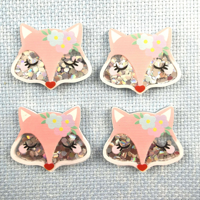 Needle Minder -Pink Floral Fox. Sequin Sparkles.