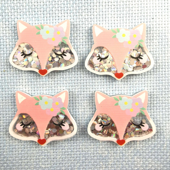 Needle Minder -Pink Floral Fox. Sequin Sparkles.