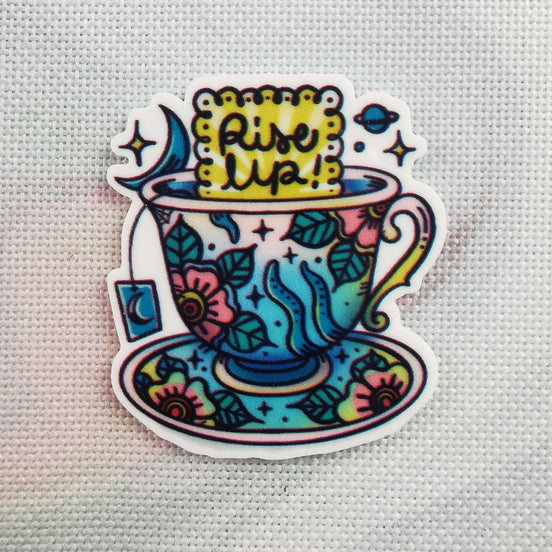 Needle Minder - Rise Up. Cup of Tea. Positivity.