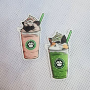 Needle Minder - Coffee Cats, Iced Matcha & Latte. Calico & Siamese.