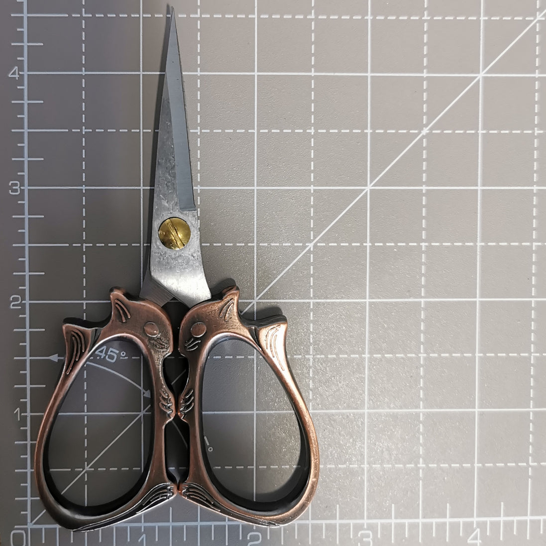Burnished Copper Squirrel Embroidery Scissors with Cover