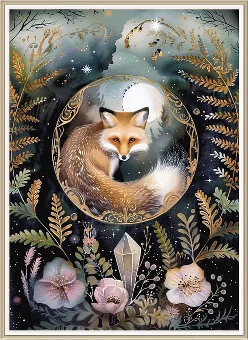 Crystal Ball Fox PDF Cross Stitch Pattern Chart