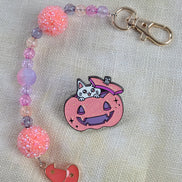 Beaded Scissor Keep & Minder Set - Glittery Pumpkin Witch