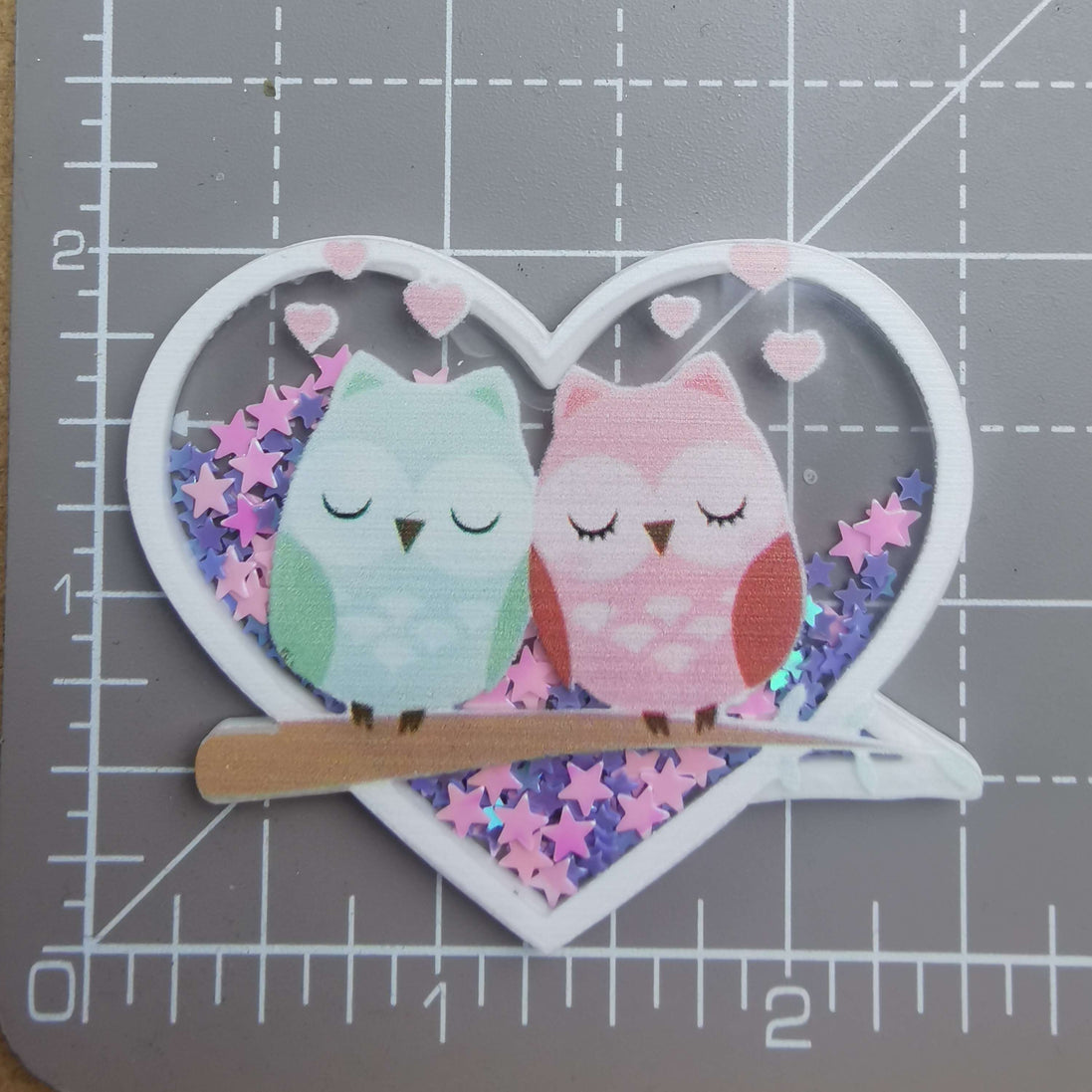 Needle Minder - Lovely Owls. Sequin Heart Sparkles.