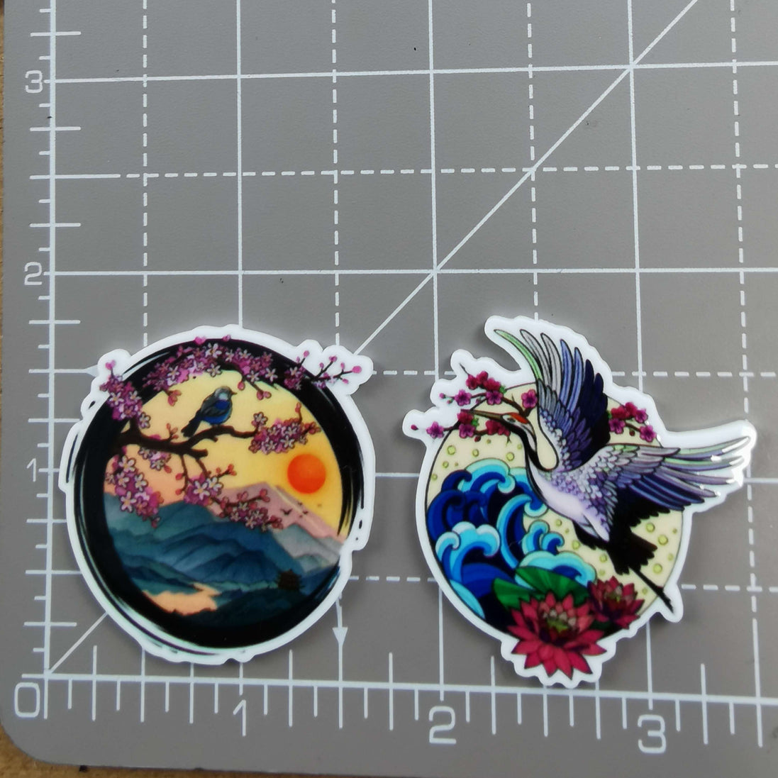 Needle Minder - Sakura Mountain Sunset Bird / Beautiful Crane