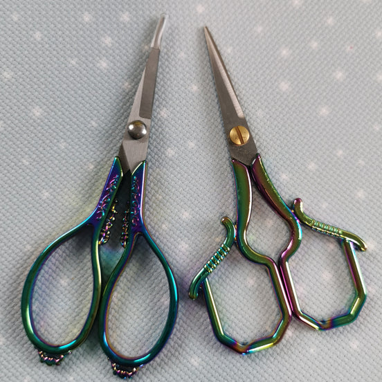 Rainbow Oval / Squared Embroidery Scissors with Cover
