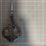 Rainbow Copper Dual Tone Peacock Embroidery Scissors with Cover