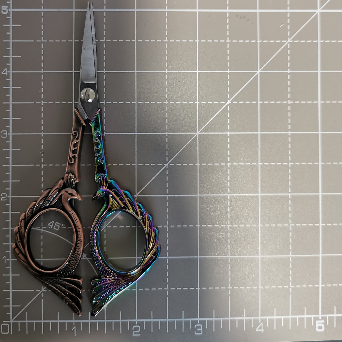 Rainbow Copper Dual Tone Peacock Embroidery Scissors with Cover