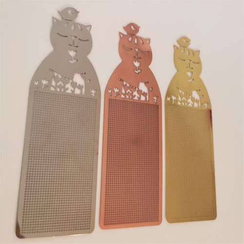 Metal Cat with Bird Cross Stitch Bookmark