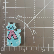Needle Minder - Wooden Colourful Cosy Scarf Cat