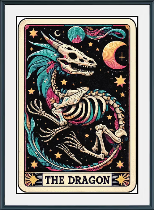 Skeleton Tarot - The Dragon PDF Cross Stitch Pattern Chart