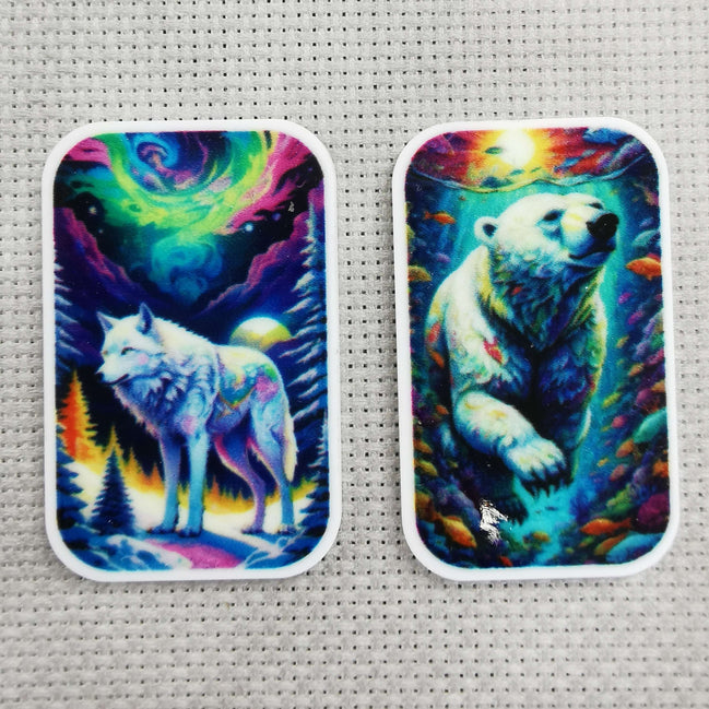 Needle Minder - Northern Lights Wolf. Sunlit Waters Polar Bear.