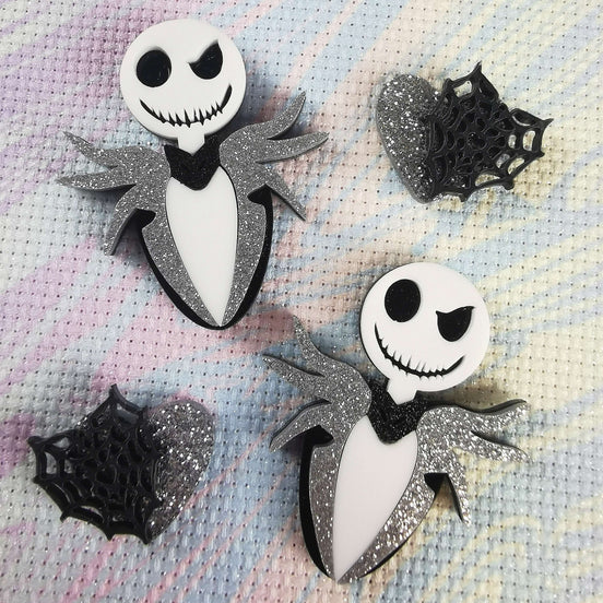 Needle Minder - Luxury Minder Set. Sparkle Jack Skellington &  Web Heart