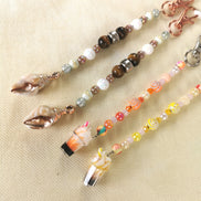 Beaded Scissor Keep. Real Shell & Tiger Eye / Fun Ice Cream Summer Sundae