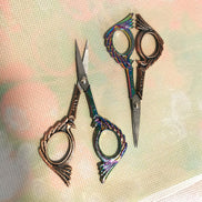 Rainbow Copper Dual Tone Peacock Embroidery Scissors with Cover