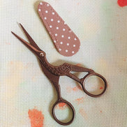Large Stork Embroidery Scissors with Cover