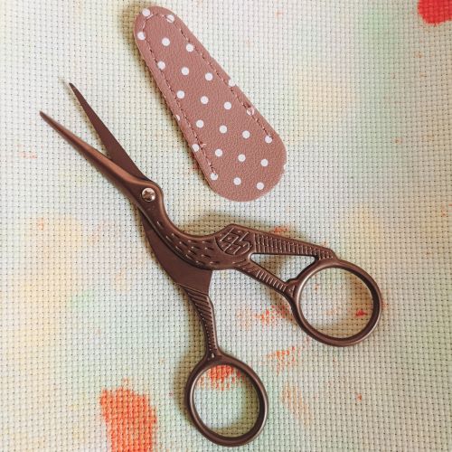 Large Stork Embroidery Scissors with Cover