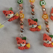 Beaded Scissor Keep & Minder Set - Flowery Fox