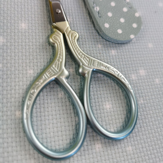 Matte Colour Shift Blue/Green Gold Pastel Embroidery Scissors with Cover