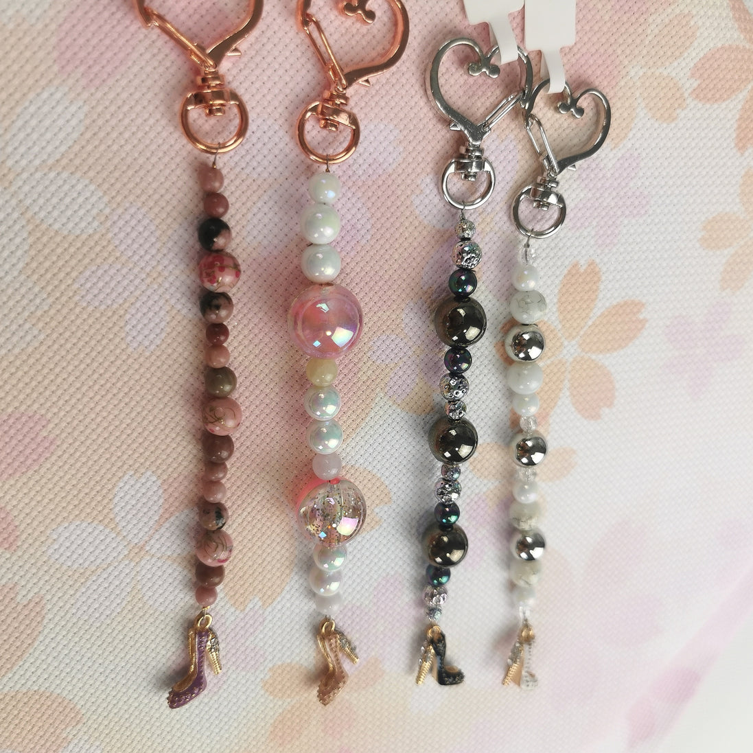 Beaded Scissor Keep. Heart Clasp High Heel