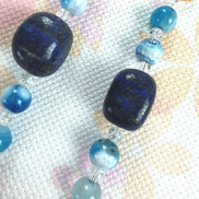 Beaded Scissor Keep. Lapis Lazuli Centre Stone. Gilded Shell Charm.