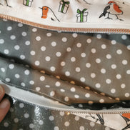 WIP Project Bag - Christmas Robin GLITTER front.  LEFT HANDED