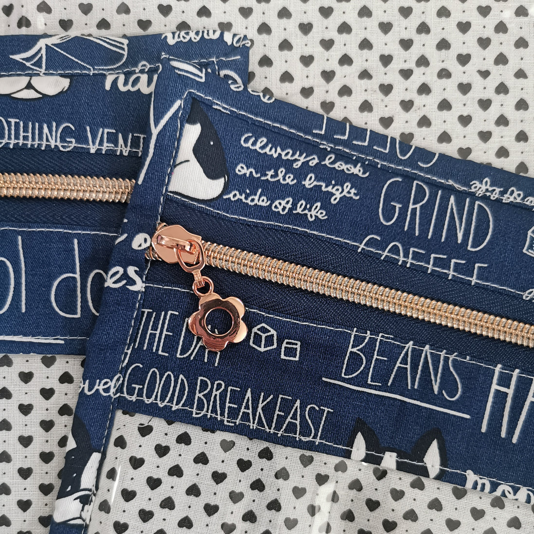 WIP Project Bag - Frenchie Doodles (blue)