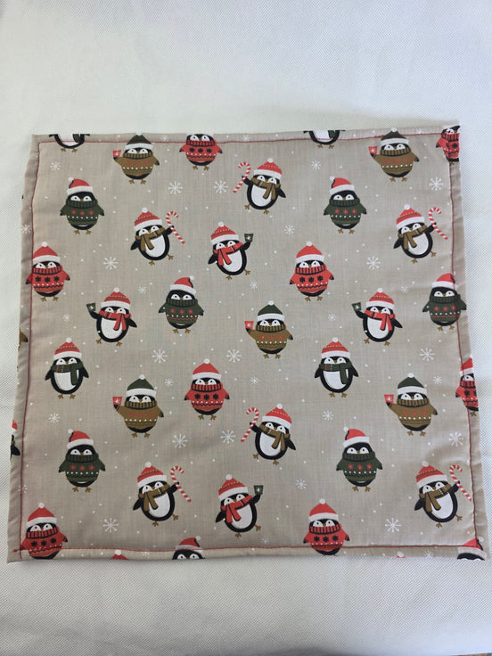 WIP Project Bag - HoHoHo Penguins GLITTER front